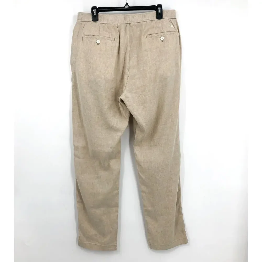 TOMMY BAHAMA Men's Beach Coast Linen Pants XL Stone Khaki 32